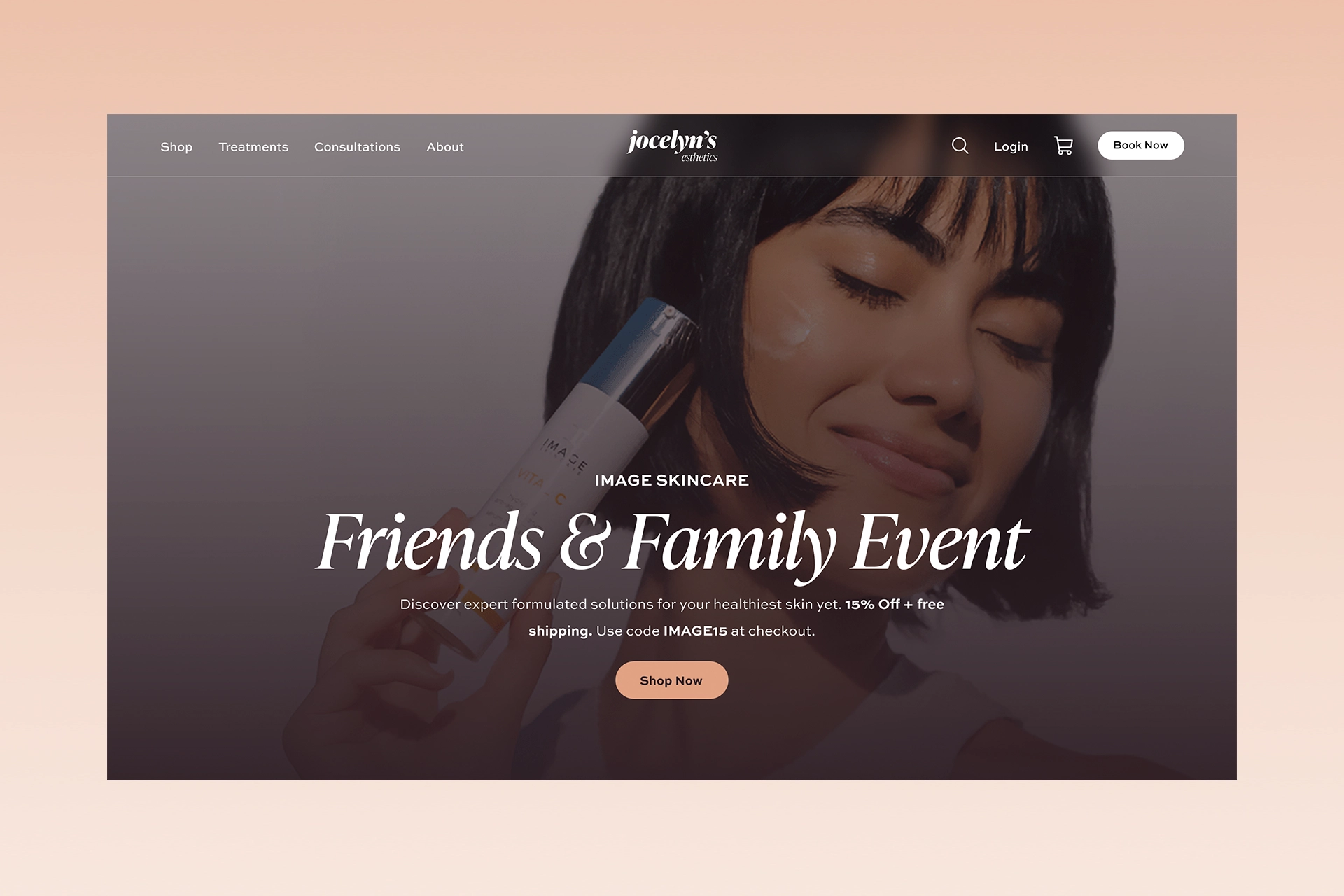 Booking interface for Jocelyn's Esthetics